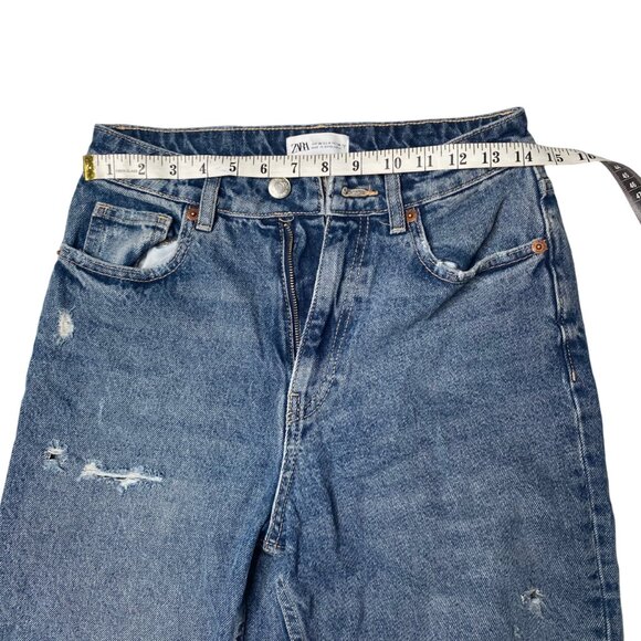 Zara Women's Mom Fit Distressed Jeans, size US 4 - Picture 7 of 14